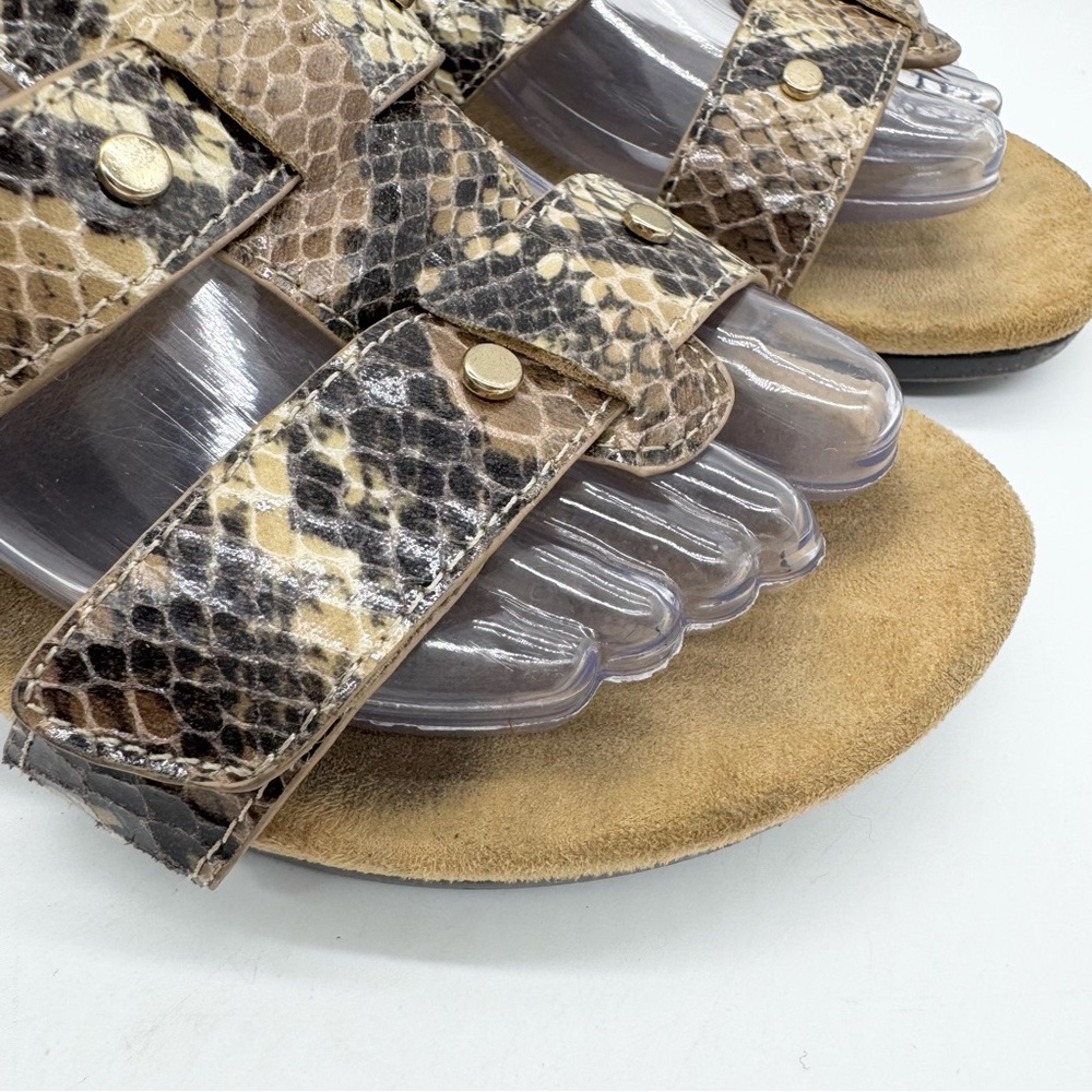 Vionic Radia Orthotic Adjustable Triple Strap Comfort Slide Wedges Snake Size 7 - Picture 5 of 13